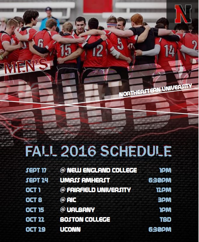 Fall 2016 Northeastern men's rugby schedule