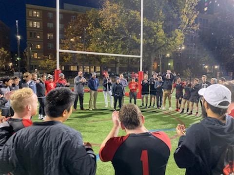 Supporters and players at Carter Playground after the semi-final