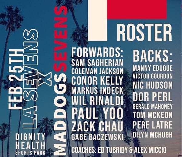 LA Sevens roster graphic for the Maddogs