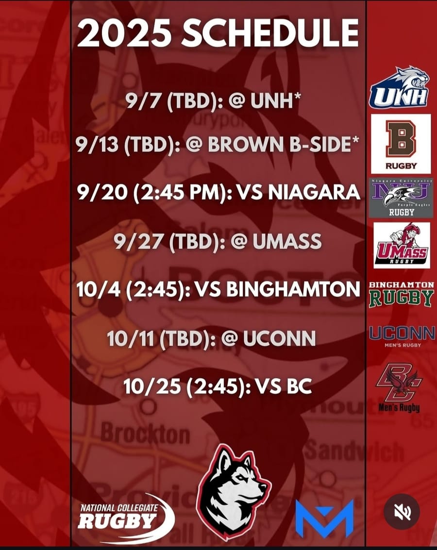 Northeastern men's rugby 2025 fall schedule